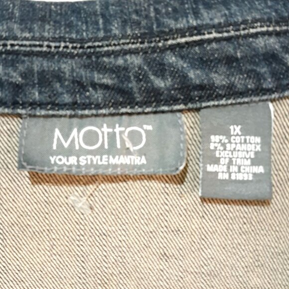 Motto Denim Jacket Button Details & Front Pockets Medium Wash Size Juniors XL - Picture 7 of 7
